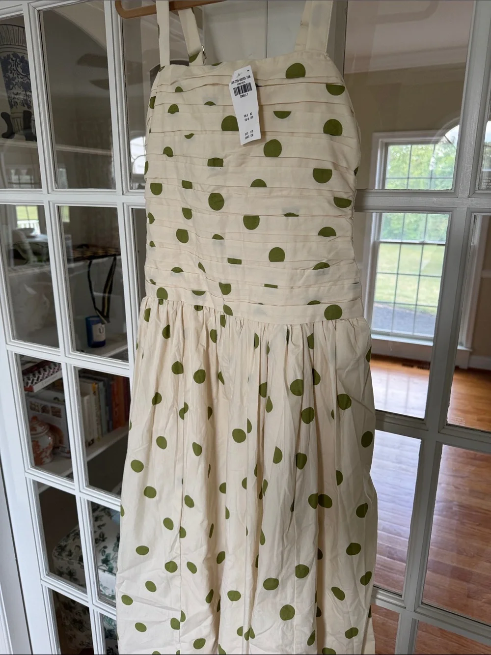 Abercrombie & Fitch Cream Sundress with Green Polka Dots